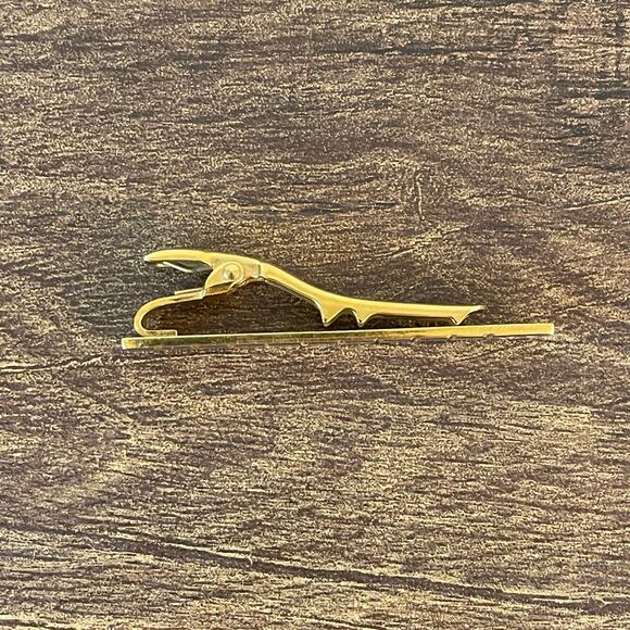 Dunhill Gold Silver Tone Logo Tie Clip Bar Accessory Vintage Made in Japan - Picture 2 of 3